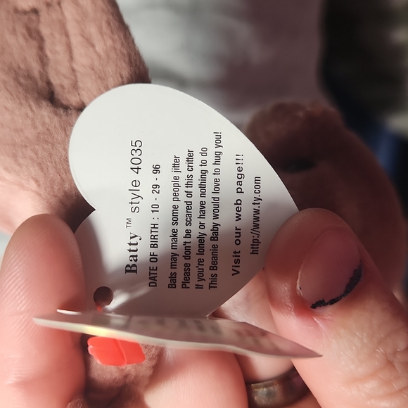 🕸Vintage Ty Beanie Baby Original Batty The Bat 1996 P.V.C. Pellets - Picture 8 of 9